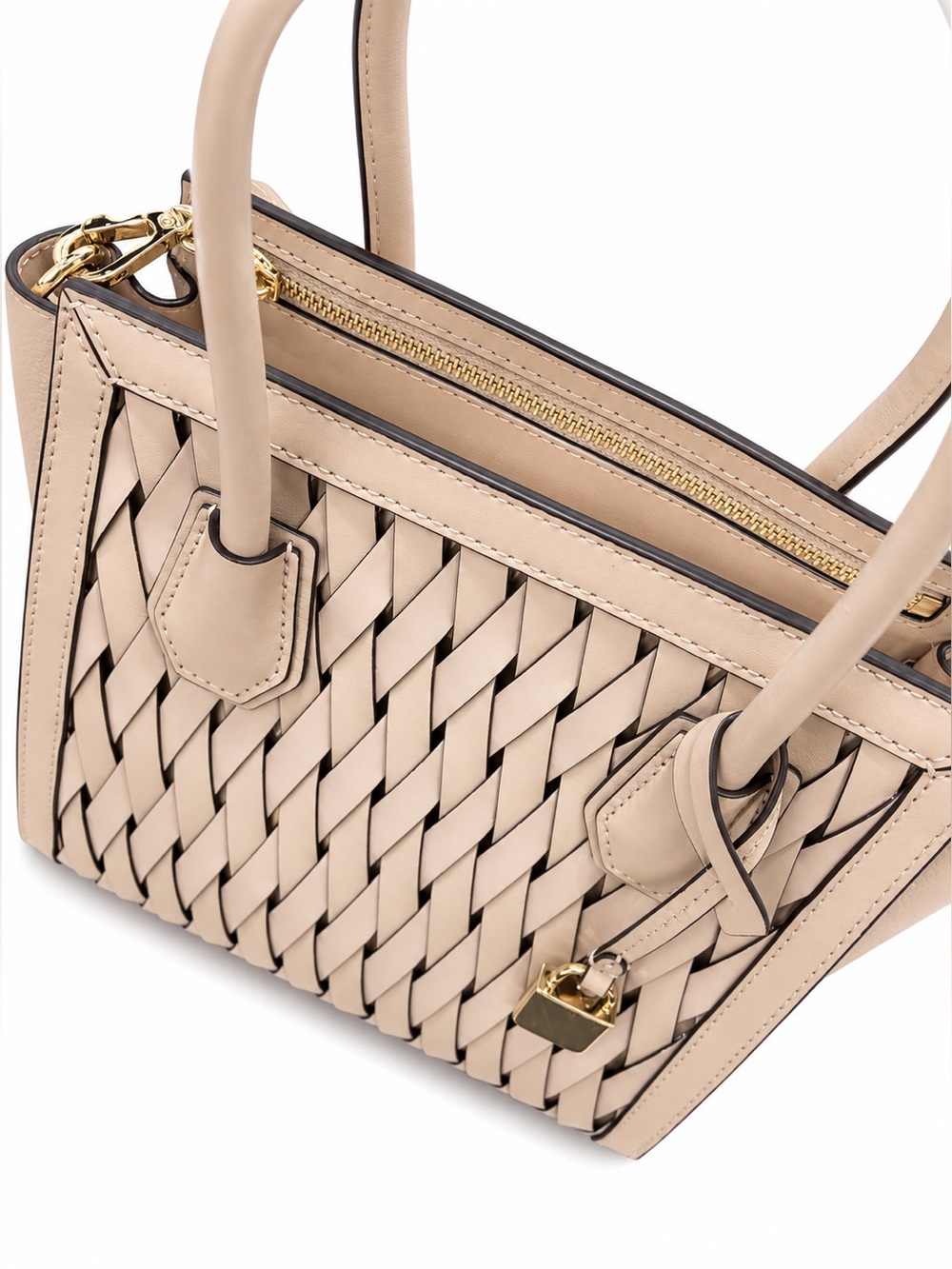 Michael Kors Mercer Studio Woven Leather Crossbody Satchel | Dusty Rose Pink - Picture 6 of 16